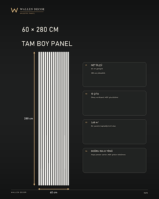akustik panel 60x280 BEYAZ