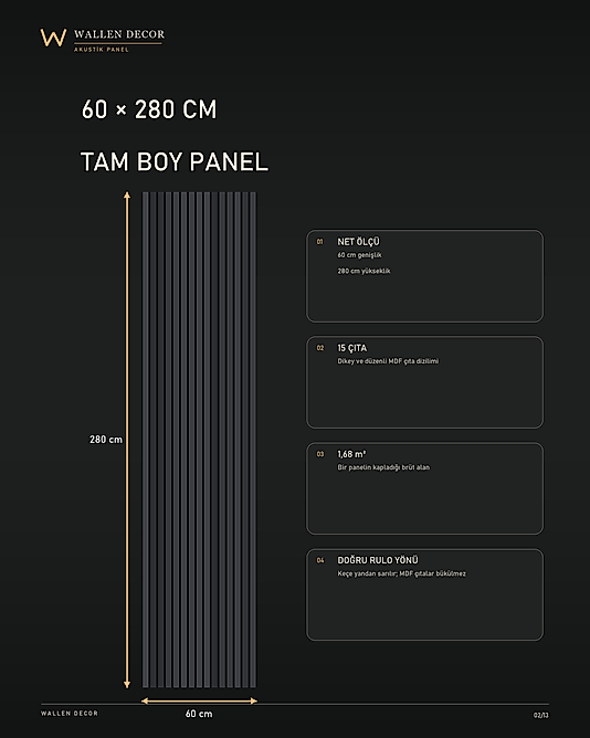 akustik panel 60x280 ANTRASİT