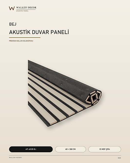 akustik panel 60x280 KUM BEJİ