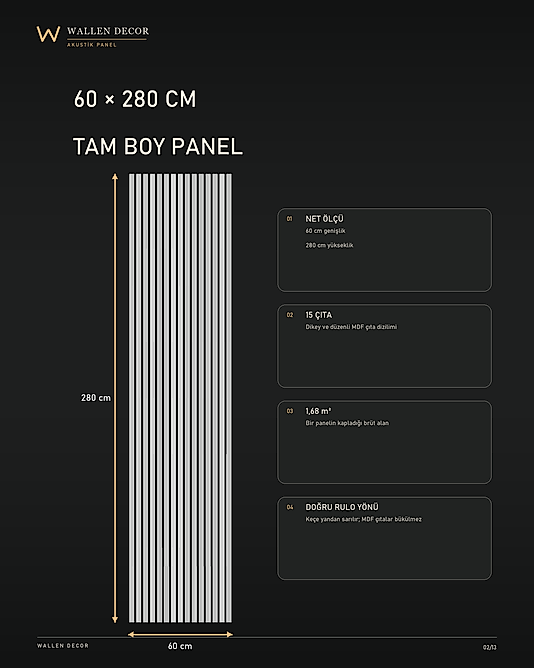 akustik panel 60x280 URBAN GRİ