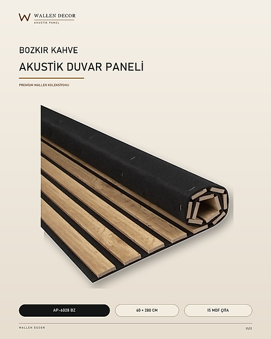 akustik panel 60x280 BOZKIR KAHVE